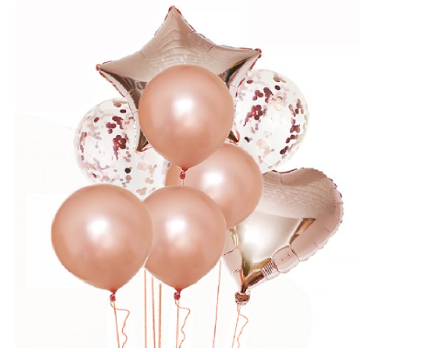 ROSE GOLD CONFETTI BALLOON SET -8pcs