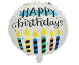 FOIL BALLOON HBD MULTI COLOR CANDLES 18''