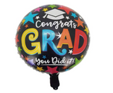 FOIL BALLOON ROUND MULTI CONGRATS GRAD 18''