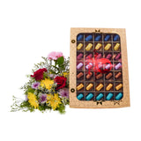 Mix Flowers and Large Chocolate Box Hamper سلة زهور مشكلة وعلبة شوكولاتة كبيرة