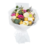 Flower Bouquet with Chocolates Hamper باقة زهور مع سلة شوكولاتة