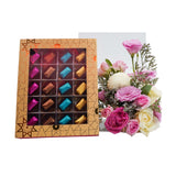 Mix Flowers with Small Chocolate Box Hamper سلة زهور مشكلة مع علبة شوكولاتة صغيرة