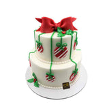 Christmas Bow 2 Tier Cake كعكة عيد الميلاد ذات الطبقتين