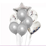 Silver Confetti Balloon Set-8pcs مجموعة بالونات كونفيتي فضية - 8 قطع