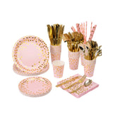 TABLEWARE SET PINK AND GOLD 200PCS طقم أدوات مائدة باللون الوردي والذهبي 200 قطعة